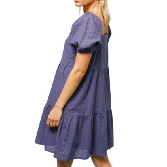Sage The Label Mon Amour Eyelet Babydoll Dress in Dusty Blue NWT Size Medium - Picture 2 of 2